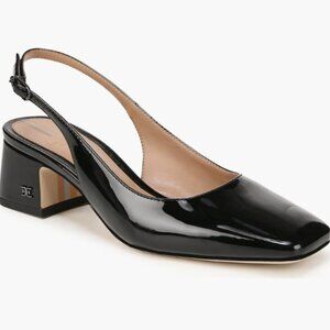 Sam Edelman Tamara Black Patent Slingback Squared Toe Pumps - Sz 8.5M